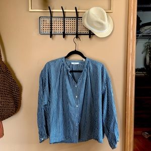 Doen “Jane” Blouse in blue plaid, like new